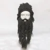 Berets Creative Barbarian Knit Beard Hat Funny Wig Beanie Facemask