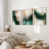 Paintings 3PCS Nordic Green Gold Fashion Marbl Posters Wall Art Aesthetic Canvas Painting Print Picture Living Room Bedroom Home Decor