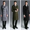 Европейская мода армейский зеленый, серый, черный пальто замшевый плащ с оленем, мужской новый супер длинный ветровка, весенне-осенняя одежда