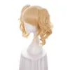 Synthetic Wigs ccutoo Golden Blonde Mix Short Curly Synthetic Hair Cosplay Costume Wigs With Chip Ponytails Heat ResistanceL240124