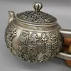 Garrafas coletar china fino acabamento tibetano prata branco escultura de cobre 'longevidade palavra' chaleira artesanato de metal decoração para casa