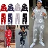 23ss homens denim equipes agasalho hip hop estilo polar rap manga comprida com capuz e calças calças esportivas para homem e mulher 155