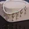 Cavigliere moda imitazione perla cavigliera con perline squisito cristallo ciondolo nappa braccialetto elastico regalo accessorio per le vacanze