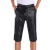 Pantaloni da uomo in pelle moto retrò moda tinta unita Pu casual attività breve