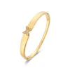 Bangle Trend Stainless Steel Letter Design Bracelet Zircon Crystal For Women Simple Fashion Style Jewelry Engagement Gift