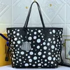 2023 Women Shoulder Bags Leather Shopping Bag Large Capacity Tote Fashion Letters White Polka Dot Print Meduim Handbag With Zip Po1927