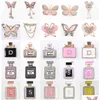 Charms Metal na butelkę nr 5 Bling Queen Butterfly Dekoracja butów Dziewczyny Shinny Clog Buty Charms Akcesoria Upuszczenie biżuterii Je dhlxq