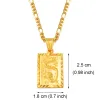 Gynnsam drake 14k gul guldhänge halsband för kvinnor män smycken kinesisk fu välsignande rikedom lyckligt livslängd