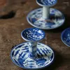 حاملي الشموع مخصصة Jingdezhen الأزرق والأبيض ديكور الزبدة المنزل مصباح القهوة الصينية الرجعية