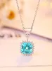 Kedjor Ruif Elegant 925 Silver 5.5CT LAB GROWN Paraiba Sapphire Necklace For Women Vintage Style Jewelry