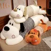 110cm Soft Body Couple Striped T-shirt Big Dog Doll Stuffed Animal Home Decor Sofa Pillow Children Girl Holiday Gift Toys 240123