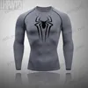 T-shirts hommes Nouveaux hommes T-shirt de compression Rashgard Fitness Manches longues Chemise de course Hommes Gym T-shirt Football Jersey Sportswear Sport T240124