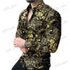 Camisas casuales para hombres 2022 Camisas sociales de lujo para hombres Camisa abotonada con cuello vuelto Camisa con botones Casual Estampado barroco Tops de manga larga Ropa para hombre Prom Cardigan T240124