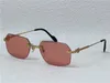 新しいレトロスクエアレンズサングラス0284フレームレスロックバックルレッグファッションとシンプルなデザインUV400明るい色の装飾メガネ