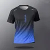 Heren Casual Shirts Heren Tee Zomer Modieus en Ademend Badminton Top Sneldrogend Bokstraining Sportshirt Outdoor Runningt-Shi