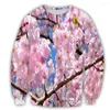 Herrtröjor Män/kvinnor Cherry Blossom 3D Printed Clothing Casual Sport Streetwear Pullover S10