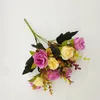 Decorative Flowers 5-pronged Fake Flower Artificial Small Handle Rose Silk Simulation Mini Wedding Table Decor