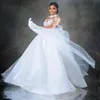 Aso Ebi Wedding Dresses for Bride Sheer Neck Long Sleeves Ball Gowns Princess Queen Bridal Dress Appliqued Lace Wedding Gown For African Black Women Marriage D121