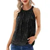 Chemises actives Casual T-shirt sans manches Femme Vêtements Ropa Mujer Mode Sequin Tops Discothèque Party Wear Brillant Pour Les Femmes Sexy Y2k Top