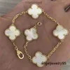 Charm Bracelets Luxus Van Clover Designer Armband Perle 4 Blatt 18K Gold Laser Marke Bangel Halskette Ohrringe Hochzeit ein Juwel 7zdg