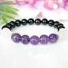 MG1887 8 mm Amethyst Rose Quartz Black Tourmaline Armband Womens Pärled Gemstone Energy Healing Crystals Jewelry