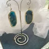 Kendrascott Naszyjnik projektant Kendras Scotts Biżuteria Kolczyki Kend S Danielle Blue Phosforus Grey Stone Te duże kolczyki Owalne Kolczyki Biżuter