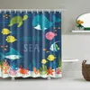 Shower Curtains Sea Animals Fish Cartoon Shower Curtain Bathroom Curtain Frabic Waterproof Polyester Bath Curtain with Hooks