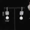 Boucles d'oreilles pendantes de luxe simplicité géométrie carré perle boucle d'oreille pour femmes mariage cubique zircone Dubaï bijoux de costume de mariée E1221