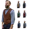 Mens Suit Vest Suede Vintage Jacket Sleeveless Western Denim Steampunk Waistcoat 240119