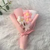Dekorativa blommor Mini Sticked Flower Bouquet virka vävda konstgjorda bröllopsgäster gåvor Heminredning Valentins dag gåva