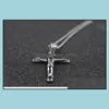 Pendant Necklaces Pretty Cross Necklace Gold/Black Gun Plated Fashion Relius Men Jewelry For Women/Men Faith Crucifix Mens Dh Drop D Dhgsi