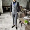 Herrdräkter boutique s-5xl (blazer västbyxor) italiensk stil elegant modeföretag avslappnad gentleman smal passform 3-delad kostym