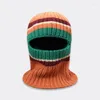 Bérets Hiver Chapeau pour les femmes hommes rayés Balaclava Baft de laine chaude pour femmes Ski de protection contre l'oreille à cyclisme froide