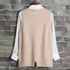 Damesvesten vrouwen vest stevige kleur v-neck mouwloze zijknopen hoge lage zoom gebreide los fit trui trui pullovers tops bovenkleding