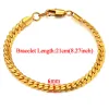 Punk Flat Snake Link Chain Set Mannelijke 14k Geel Gouden Ketting Armband Set Voor Mannen Vintage Sieraden Sets