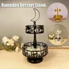 Dubbelskiktad månformad Ramadan Candy Tray för Eid Mubarak Decoration Dessert Paper Cups Cake Rack Dinner Board Family Party Decoration 240124