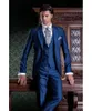 남자 정장 Royal Blue Men Suit Three Piece (재킷 바지 조끼) 세트 블레이저 hombres masculino 의상 homme pour mariage 결혼식