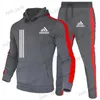 Tute da uomo 2 pezzi Tute da uomo 2024 Autunno Inverno Jogging Tute sportive Completi Tute con cappuccio Felpe con cappuccio Giacche e pantaloni sportivi Abbigliamento uomo T240124