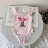 Summer Girls Cartoon Bear Swimsuit Brand قطعة واحدة بيكيني الأطفال الصغار بدلات الاستحمام طفلة