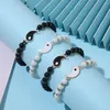 Charmarmband par matt svarta vita vänner som matchar pärlfriskad vänskap yin yang älskare