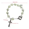 Braccialetti a maglie Un decennio Auto Rosario Perline Bracciale cattolico Cristo Crocifisso luminoso Regalo di misericordia per donne e uomini