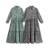 Повседневные платья Тонкое платье-рубашка с лацканами 2024 Элегантное модное трехмерное платье с принтом и длинными рукавами Vestidos Para Mujer