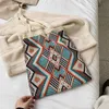 Lady Knitting Gypsy Bohemian Boho Chic Aztec Tote Bag Women Crochet Woolen Open Shopper Tophandle Female Daily Handbag 240124