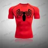 Mäns T-shirts Mens som kör kompression T-shirt andningsbar tröja Tätt sportkläder Fitness Kort ärmskjorta Träning MMA Rashguard Shirt T240124