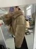 RR2887 Vintage Short Faux Fur Bomber Jackets For Women Zipper Closure Fake Fox Fur Winter Coats Women Faux Raccoon Fur Jacket 240122
