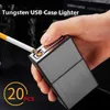 Encendedores Linterna USB Nueva caja de cigarrillos Encendedor a prueba de viento Puede contener 20 Encendedores de gas recargables Accesorios para fumar para hombres YQ240124