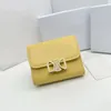 Portefeuilles Porte-cartes de styliste rose, portefeuille de luxe de styliste pour femme, petit porte-monnaie en cuir véritable, pochette à clés, couleur unie, portefeuille de styliste simple jaune zb101