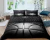 Set di biancheria da letto Set copripiumino da basket Set di biancheria da letto a tema sportivo con palla 3D nero Set di biancheria da letto in microfibra per campo da basket Giochi competitivi King 7304295