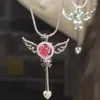 Kolye Kolyeler Kore Moda Pembe Zirkon Sihirli Değnek Kolye Kadınlar Hediye Tahrimi Chocker Dekorasyon Genç Kız y2k Aksesuarlar Mücevher