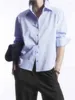 Damskie bluzki kobiety 2024 moda swobodny ramię asymetryczne poplinowe vintage na guziki z długim rękawem żeńskie koszule
